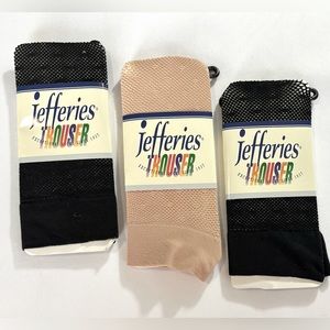 Jefferies Women's Netted Trouser Socks Size 10-12 Lot of 3 (1 Nude, 2 Black) New